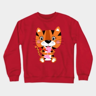 happy birthday tiger girl Crewneck Sweatshirt